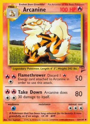 japanese arcanine pokemon card Light Lv.47 No.059 Old Back 2000 EX-VG 59 Variety Arcanine cards (Japanese TCG) –