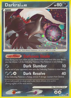 is darkrai pokemon card rare Darkrai (3) [Holo, Graded PSA 8]