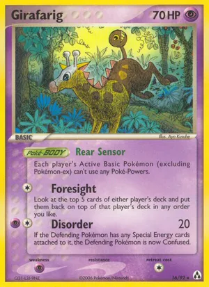 giraffe pokemon card Girafarig (A4 87/161) - Wisdom of Sea and Sky | TCG Pocket | Database + Card Tracker + Pack Opening Sim + Deck Builder Mint / near mint condition trading card Girafarig Pokemon | Mercari