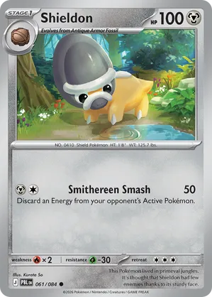 shieldon pokemon card Armor Fossil 98/114 Reverse Holo Naer Mint Colorless Retreat Cost Pokemon - Shieldon - 109/189