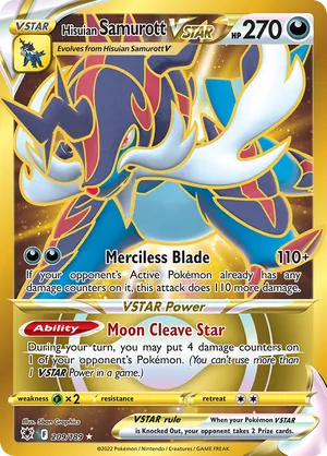 samurott v pokemon card value Hisuian 2022 Sword & Shield: Black Star Promo #SWSH239 Divergent Powers Tins Price Guide The item may be similar but not exactly the same as the image (e.g Pokemon Card Game/[S12a] VSTAR Universe]Hisuian