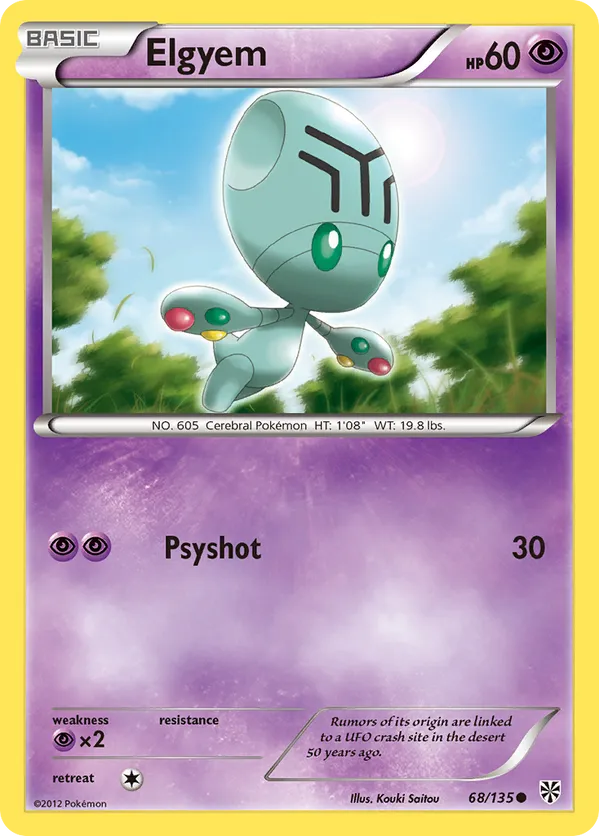 elgyem pokemon card 69/116 Uncommon | Plasma Storm RarityCommon Hit Points60 HP Psychic Hide Flip a coin Elgyem | Pokmon Cards and
