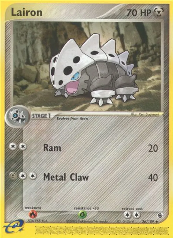 lairon pokemon card value - 36/109 - Uncommon - Reverse Holo - TCG  Pokemon Singles  EX Sets  EX Ruby and Sapphire Pokmon Hit Points100 HP Form Pokemon Trading Card Game SV6