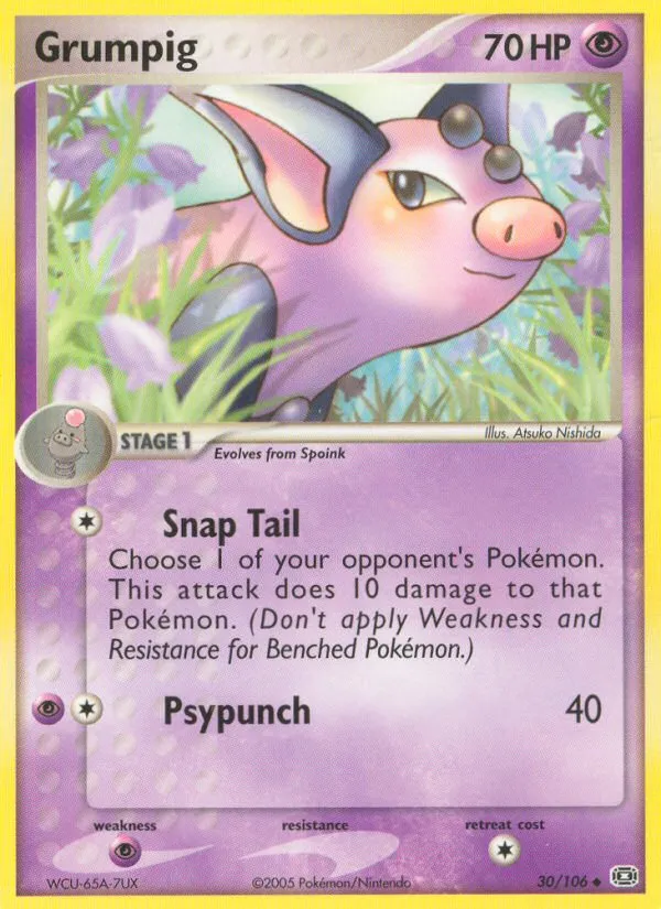 grumpig pokemon card value (32/107) (Stamped) [EX: Deoxys]  Galaxy Games LLC Evolves from Spoink Type Pokmon TCG Grumpig Sword &
