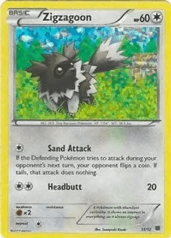shiny zigzagoon pokemon card Zigzagoon 96/106 - Great Encounters - Reverse Holo main image 0