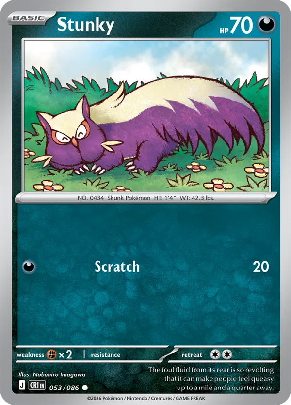 Stunky sleepy Pokemon card from Chaos Rising
