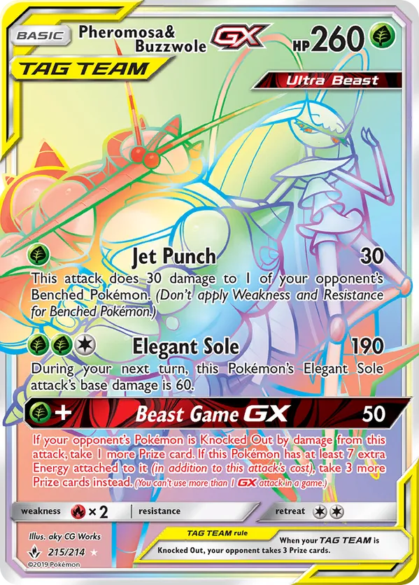 今ならほぼ即納！ Pheromosa & Buzzwole-GX #215/214 Unbroken Bonds | pkmn.gg ポケモンカードゲーム