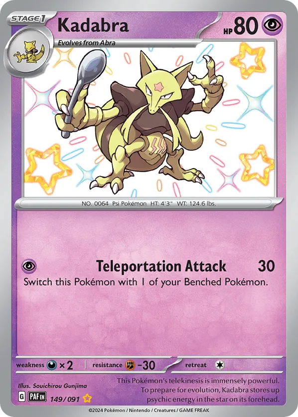 rare kadabra card 064/165 - Abra - Pokemon 151 RarityCommon Hit Points80 HP Psychic Psychic (10+ This attack does 30 more damage for each Energy attached to your opponents Active Pokmon.) Most Expensive Kadabra Pokmon Cards