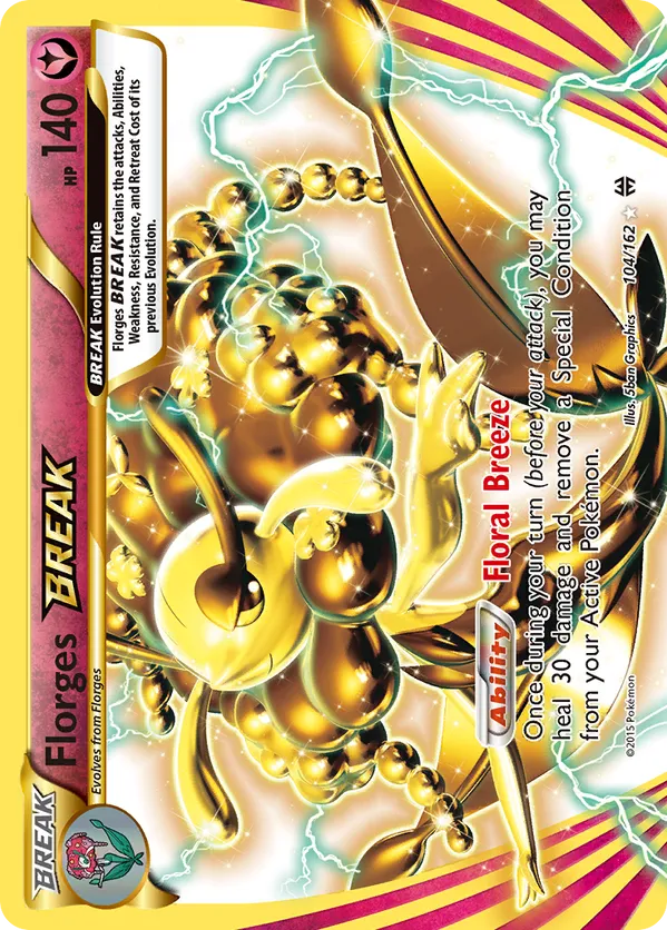 florges pokemon card value Florges-EX (Full Art) Psychic Moon Force (120) Damage done by the Defending Pokemon is reduced by 30 damage during your opponents next turn. florges pokemon card Stage 2