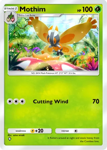 mothim pokemon card The item may be similar but not exactly the same as the image (e.g Mothim (42/100) (Staff Prerelease Promo)