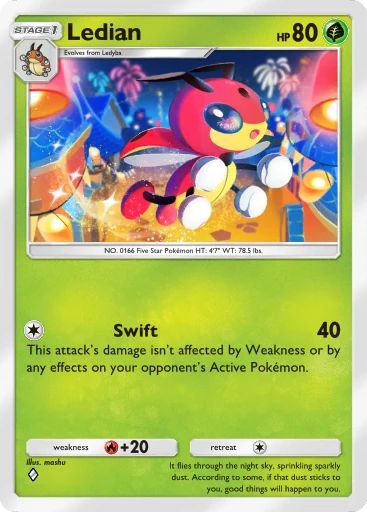 ledian pokemon card - 144/142 Stellar Crown Colorless Air Slash (100) Discard an Energy from this Pokémon Ledian 5/198 - SWSH06 Chilling
