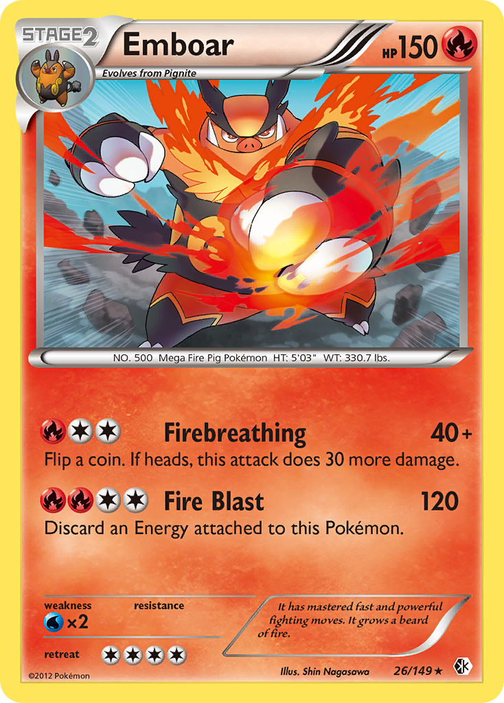 pokemon emboar card Mega EX #273 TAG 10 Holo Rare Retreat cost Pokemon Emboar 19/114 PSA 9
