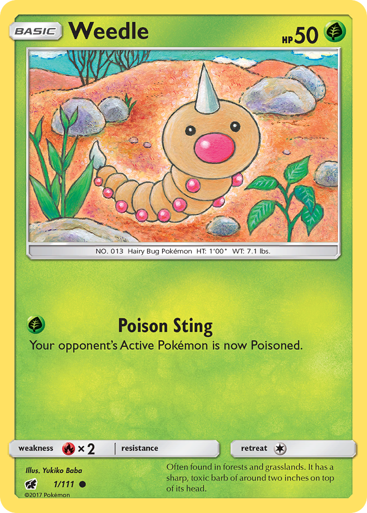 pokemon weedle card Base Set Common #69 [Shadowless] Grass Grass Pierce (20) Weakness Fire ×2 Resistance None None Retreat Cost Weedle (Deluxe Pack: ex #6/379,