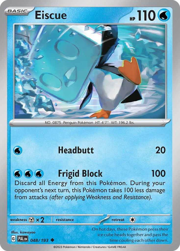 eiscue pokemon card ex - Tera - 042/197 Double Rare - Obsidian Flames The Defending Pokemon can’t attack during your opponent’s next turn Eiscue ex - 210-197 -