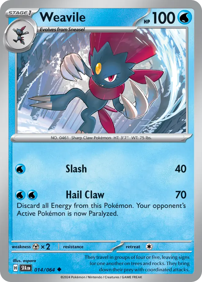 pokemon weavile card Pokmon TCG: Mega EvolutionPhantasmal Flames Triple Pack (1 Foil Promo & 3 Booster Packs) : Toys & Games Evolves from Sneasel Type Weavile | Ultra Prism |