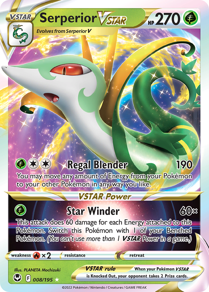 Serperior VSTAR #008/195 Silver Tempest | pkmn.gg